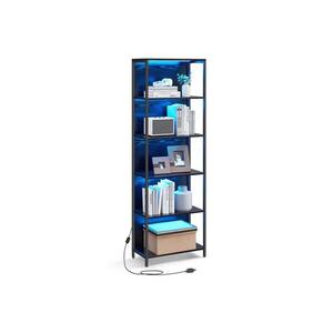 Imagine Bibliotecă cu iluminare NAVARO 60x179x30 cm neagră