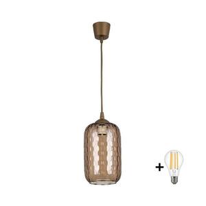 Imagine BRILAGI - Lustră LED pe cablu R GLASS 1xE27/60W/230V Ø 14 cm maro//maro fumuriu