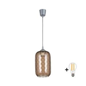 Imagine BRILAGI -LED Lustră suspendată pe cablu R GLASS 1xE27/60W/230V diam. 14 cm argintiu/maro fumuriu