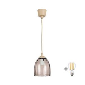Imagine BRILAGI - Lustră LED suspendată pe cablu R GLASS 1xE27/60W/230V Ø 17 cm bej/bej fumuriu