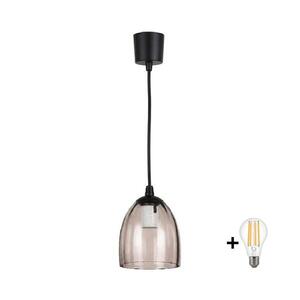 Imagine BRILAGI - Lustră LED pe cablu R GLASS 1xE27/60W/230V Ø 17 cm negru/bej fumuriu