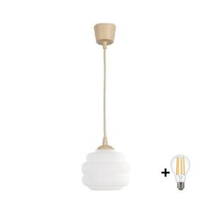 Imagine BRILAGI - Pendul LED pe cablu RETRO GLASS 1xE27/60W/230V diam. 20 cm bej/alb