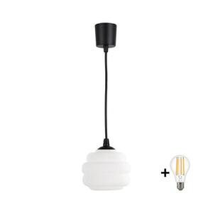 Imagine BRILAGI - Pendul LED pe cablu RETRO GLASS 1xE27/60W/230V Ø 20 cm negru/alb