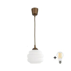 Imagine BRILAGI - lustră LED suspendată pe cablu RETRO GLASS 1xE27/60W/230V Ø 20 cm maro/alb