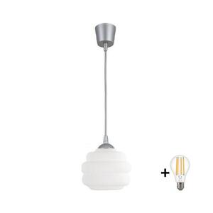 Imagine BRILAGI - Lustră LED pe cablu RETRO GLASS 1xE27/60W/230V Ø 20 cm argintiu/alb