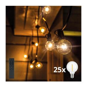 Imagine BRILAGI - Ghirlandă LED decorativă pentru exterior GIRLANDA 25xE12, 20 m, negru, IP44, alb cald + telecomandă