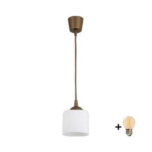 Imagine BRILAGI - Lampă suspendată LED pe cablu RETRO GLASS 1xE27/60W/230V, Ø 10 cm, maro/alb