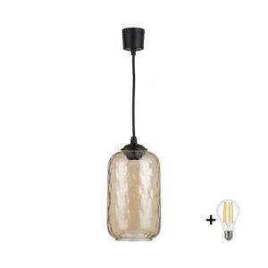 Imagine BRILAGI - Pendul LED suspendat pe cablu R GLASS 1xE27/60W/230V Ø 14 cm negru/maro fumuriu