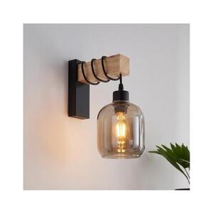 Imagine BRILAGI - Aplica de perete WOOD GLASS 1xE27/60W/230V pin/negru/gri fumuriu