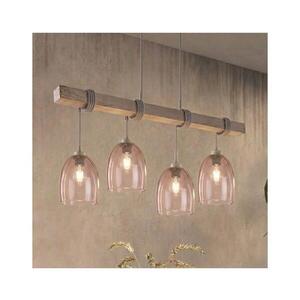 Imagine BRILAGI - Lustră suspendată pe cablu WOOD GLASS 4xE27/60W/230V pin/gri/bej fumuriu