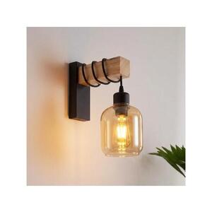 Imagine BRILAGI - Aplică de perete WOOD GLASS 1xE27/60W/230V pin/negru/maro fumuriu