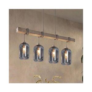 Imagine BRILAGI - Lustru suspendat pe cablu WOOD GLASS 4xE27/60W/230V pin/gri/gri fumuriu