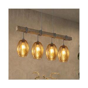 Imagine BRILAGI - Candelabru suspendat pe cablu WOOD GLASS 4xE27/60W/230V pin/gri/maro fumuriu