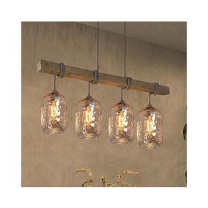 Imagine BRILAGI - Lustra suspendată pe cablu WOOD GLASS 4xE27/60W/230V pin/gri/maro fumuriu