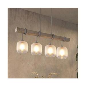 Imagine BRILAGI - Candelabru suspendat pe cablu WOOD GLASS 4xE27/60W/230V pin/gri/alb
