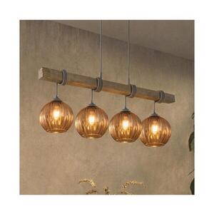 Imagine BRILAGI - Lustră suspendată pe cablu WOOD GLASS 4xE27/60W/230V pin/gri/maro fumuriu