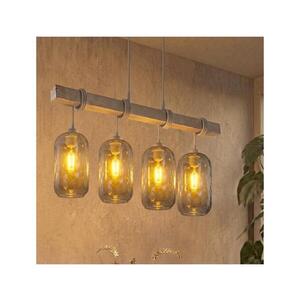 Imagine BRILAGI - Lustră pe cablu WOOD GLASS 4xE27/60W/230V pin/gri/gri fumuriu