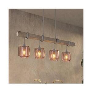 Imagine BRILAGI - Lustru suspendat pe cablu WOOD GLASS 4xE27/60W/230V pin/gri/bej fumuriu