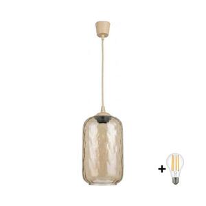 Imagine BRILAGI - Lustră LED suspendată pe cablu R GLASS 1xE27/60W/230V Ø 14 cm bej/maro fumuriu