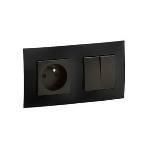 Imagine Legrand - Priză casnică 250V/16A și întrerupător dublu nr. 5 NILOE negru