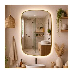 Imagine Baltica Design-LED Oglindă cu iluminare LED integrată STONE CALM 15W/230V 4500K 90x60 cm IP65 aurie