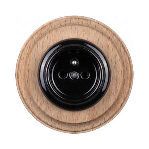 Imagine Elhard - Priză ceramică retro pentru casă cu ramă 230V negru/lemn deschis
