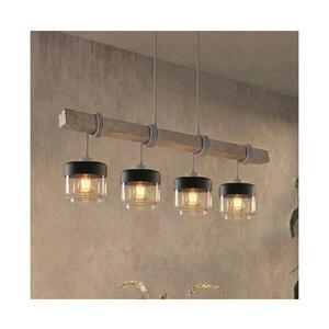 Imagine BRILAGI - Lustru pe cablu WOOD GLASS 4xE27/60W/230V pin/gri/maro fumuriu