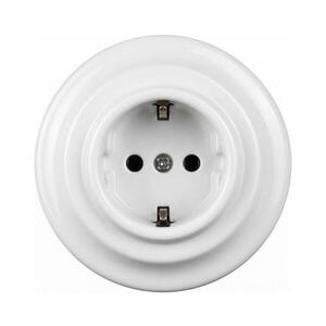 Imagine Elhard - Priză retro ceramică pentru uz casnic cu ramă SCHUKO 230V, albă