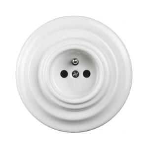 Imagine Elhard - Priză retro din ceramică pentru uz casnic, cu ramă, 230V, albă