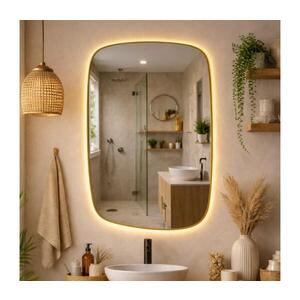 Imagine Baltica Design-LED Oglindă cu iluminare integrată STONE CALM 15W/230V 2700K 90x60 cm IP65 aurie