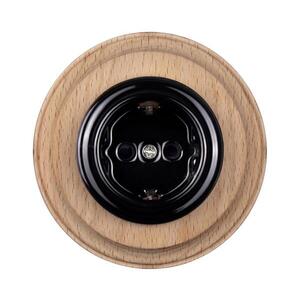 Imagine Elhard - Priză retro ceramică pentru uz casnic cu ramă SCHUKO 230V negru/lemn