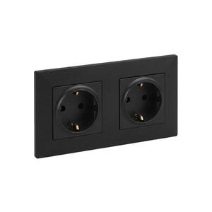 Imagine Legrand - Priză dublă de perete SCHUKO 250V/16A NILOE STEP neagră