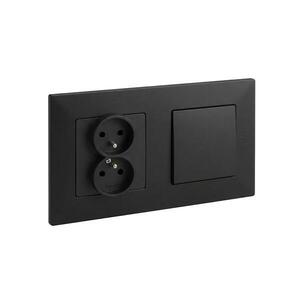 Imagine Legrand-Priză dublă pentru uz casnic 250V/16A și întrerupător unipolar NILOE STEP negru