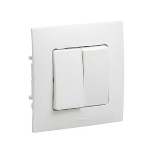Imagine Legrand - Întrerupător dublu nr. 5 cu ramă NILOE albă