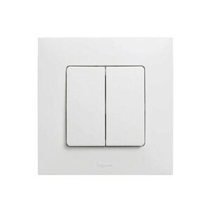 Imagine Legrand - Întrerupător dublu pentru scară nr. 6+6 cu ramă NILOE albă