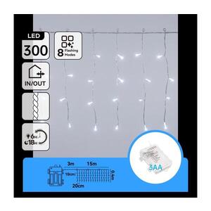 Imagine -LED ghirlandă luminoasă de exterior pentru Crăciun 300xLED/8 funcții 3xAA 18x0, 4m IP44 alb rece