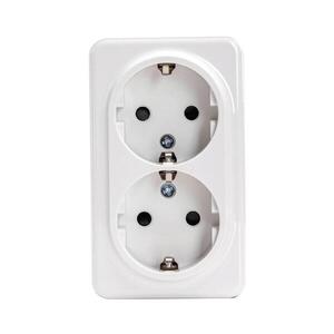 Imagine - Priză dublă de perete SCHUKO 250V albă