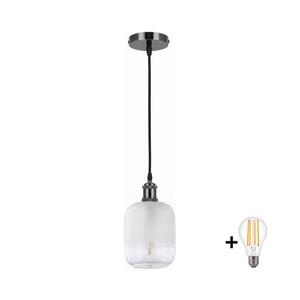 Imagine BRILAGI - LED Lustră pe cablu RETRO GLASS 1xE27/60W/230V Ø 14 cm negru/alb