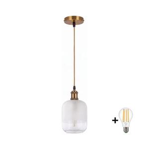 Imagine BRILAGI - LED pendul pe cablu RETRO GLASS 1xE27/60W/230V Ø 14 cm auriu/alb