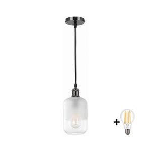 Imagine BRILAGI - LED lustra suspendată pe cablu RETRO GLASS 1xE27/60W/230V Ø 14 cm negru/alb