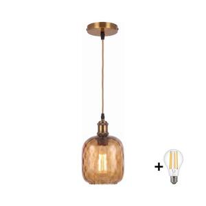 Imagine BRILAGI - lustra LED pe cablu RETRO GLASS 1xE27/60W/230V Ø14 cm auriu/maro fumuriu