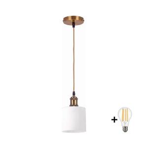 Imagine BRILAGI - LED lustră pe cablu RETRO GLASS 1xE27/60W/230V Ø 10 cm auriu/alb