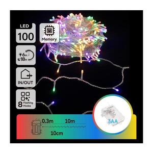 Imagine Instalație LED de Crăciun de exterior 100xLED/8 funcții 3xAA 10, 3m IP44 multicolor