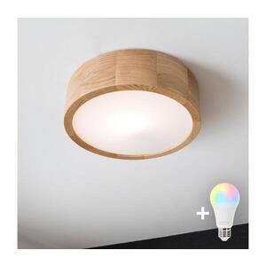 Imagine BRILAGI - Plafonieră LED RGBW dimabilă CARVALHO, 1xE27/12W/230V, Wi‑Fi, stejar, Ø 27, 5 cm