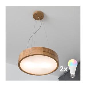 Imagine BRILAGI - Lustru LED RGBW cu dimmer CARVALHO, 2xE27/12W/230V, Wi-Fi, stejar, Ø 37 cm