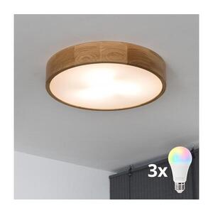 Imagine BRILAGI - Plafonieră LED RGBW dimabilă CARVALHO, 3xE27/12W/230V, Wi-Fi, stejar, Ø 47, 5 cm