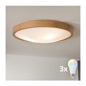 Imagine BRILAGI-LED RGBW Plafonieră dimabilă CARVALHO SLIM 3xE27/12W/230V stejar, diametru 47 cm