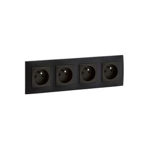 Imagine Legrand - Priză cvadruplă pentru uz casnic 250V/16A NILOE neagră