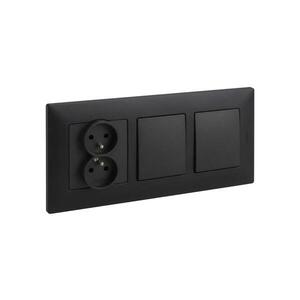 Imagine Legrand -Întrerupător dublu unipolar nr. 1 și priză dublă 250V/16A NILOE negru