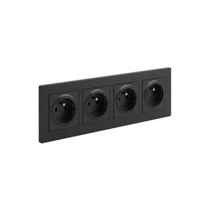 Imagine Legrand - Priză de perete cu 4 prize 250V/16A NILOE STEP neagră